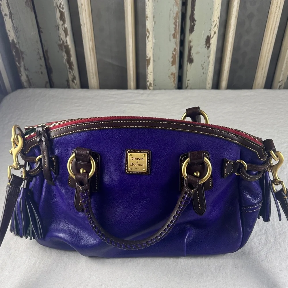 Dooney & Bourke Stanwich Satchel Purple Toledo Leather. RARE. - Picture 1 of 16